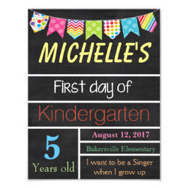 Eerste dag van het schoolteken, teken van het bord foto afdruk