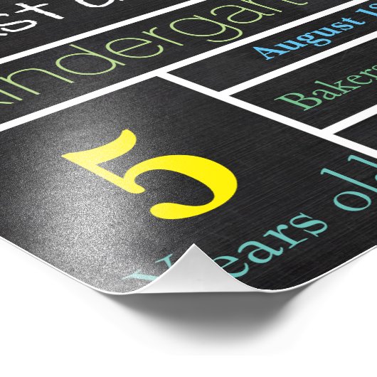 Eerste dag van het schoolteken, teken van het bord foto afdruk (Hoek)