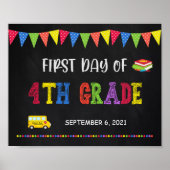 Eerste dag van het schoolteken | Vierde graad Post Poster (Voorkant)