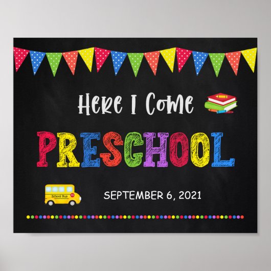 Eerste dag van het schoolteken | Voorschoolse Post Poster (Voorkant)