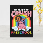 Eerste dag van het schoolzwarte meisje terug naar  kaart (Gele Bloem)