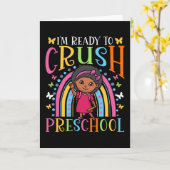 Eerste dag van het schoolzwarte meisje terug naar  kaart (Gele Bloem)