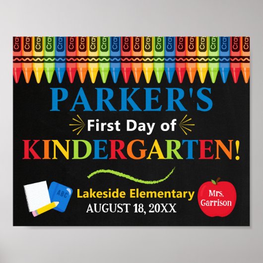 Eerste dag van kleuterschool teken poster (Voorkant)