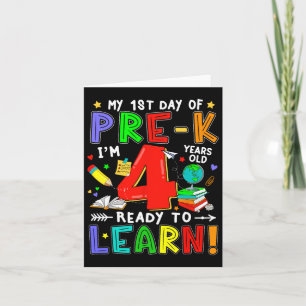 Eerste dag van Pre-K 4 jaar oud klaar om te leren Kaart