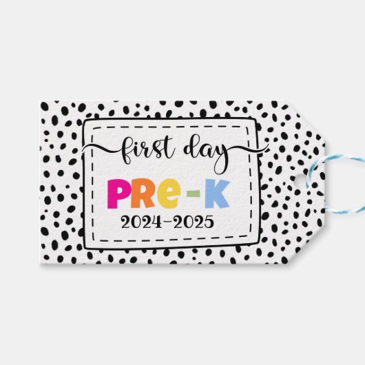 Eerste dag van pre-k foto prop teken cadeaulabel (Voorkant (Horizontaal))