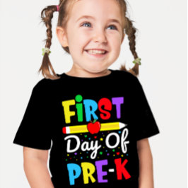 Eerste dag van Pre-K Regenboog Preschool Kinderen T-shirt