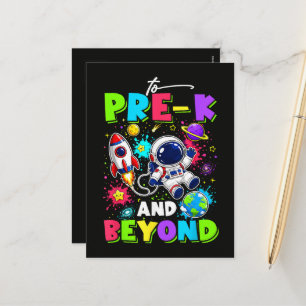 Eerste dag van pre-K ruimtevaarder ruimte terug na Feestdagenkaart