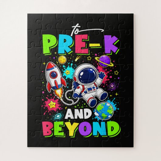 Eerste dag van Pre-K Ruimtevaarder Ruimte Terug na Legpuzzel (Verticaal)