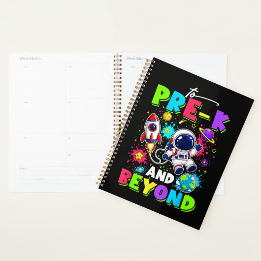 Eerste dag van Pre-K Ruimtevaarder Ruimte Terug na Planner (Display)