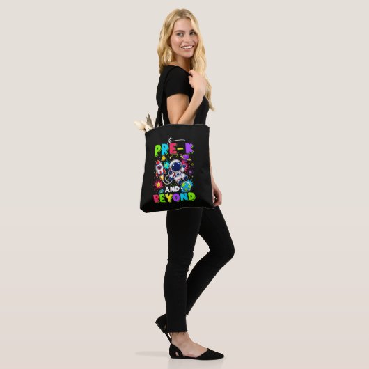 Eerste dag van Pre-K Ruimtevaarder Ruimte Terug na Tote Bag (Op model)