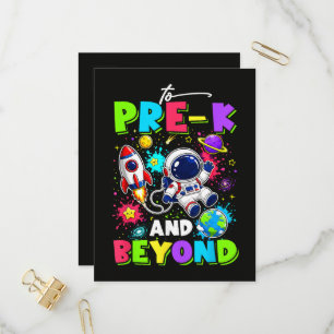 Eerste dag van Pre-K Ruimtevaarder Ruimte Terug na Uitnodiging Briefkaart