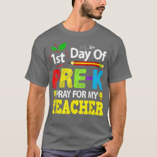 Eerste dag van prek bidden voor mijn leraar terug t-shirt