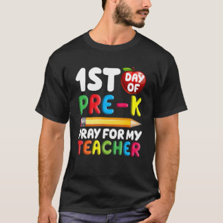 Eerste dag van prek bidden voor mijn leraar terug t-shirt