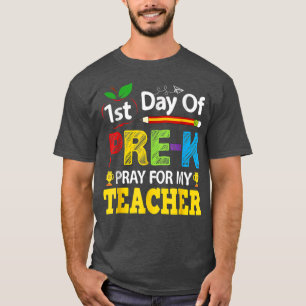 Eerste dag van prek bidden voor mijn leraar terug t-shirt