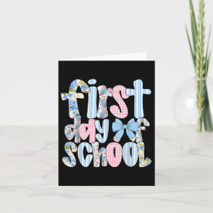 Eerste dag van school Coquette Bow Pencil Funny Ba Kaart