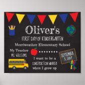 Eerste dag van school schoolbord teken voor kinder poster (Voorkant)