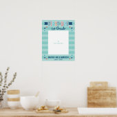 Eerste dag van schoolblauwe streep Foto Lijst Cuto Poster (Keuken)