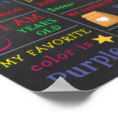 Eerste dag van schoolbord krijtbord aangepaste fot poster (Hoek)