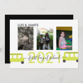 Eerste dag van schoolbuskaartje kaart (Voorkant / Achterkant)