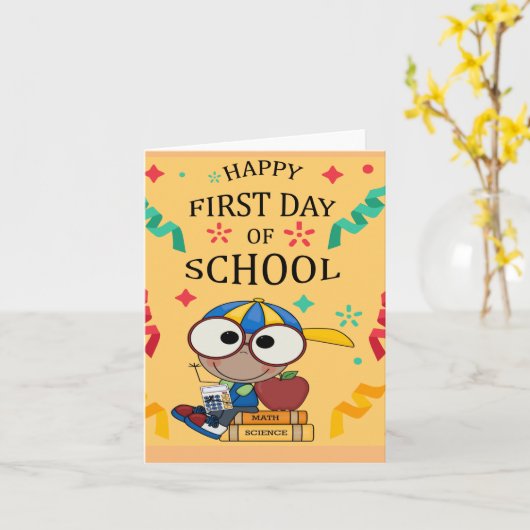 Eerste dag van schoolklas 1 kaart (Gele Bloem)