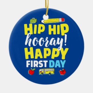 Eerste dag van schoolleraar kind terug naar school keramisch ornament