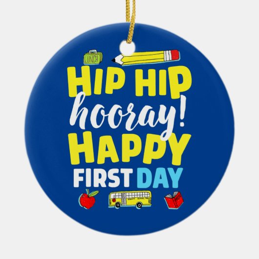 Eerste dag van schoolleraar kind terug naar school keramisch ornament (Voorkant)