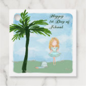 Eerste dag van schoollichthuidmeisje bedankjes labels (Voorkant)