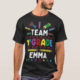 Eerste dag van schoolteam 1-graad Emma Funny Gro T-shirt