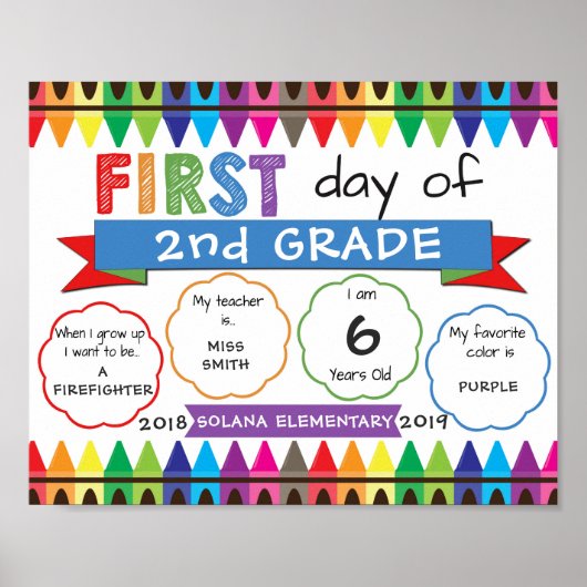 Eerste dag van schoolteken Terug naar de Schoolkra Poster (Voorkant)