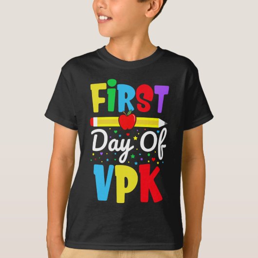 Eerste dag van VPK Rainbow Preschool Kinderen T-shirt (Voorkant)