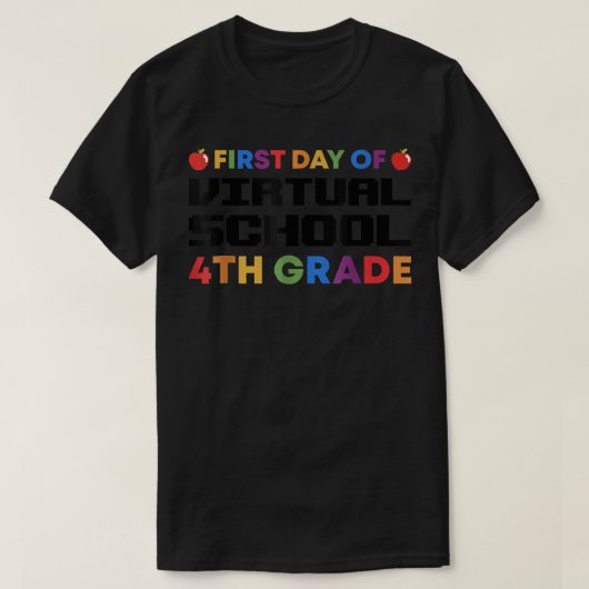 Eerste dag virtuele school vierde klas terug naar t-shirt (Design voorkant)