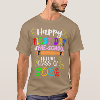 Eerste dag Voorschools Terug naar school hier I T-shirt