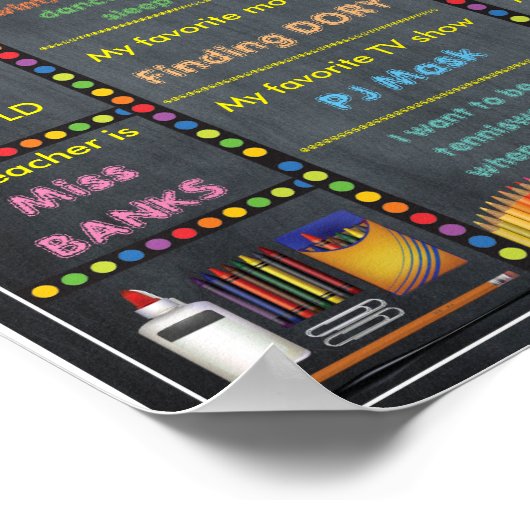 Eerste dag voorschoolse bord, bordfoto GIRL Poster (Hoek)