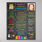 Eerste dag voorschoolse bord, bordfoto GIRL Poster (Voorkant)