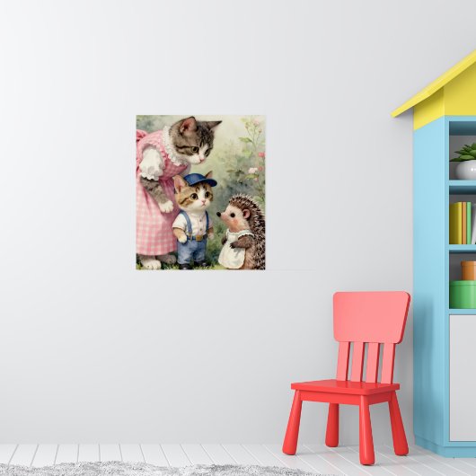 Eerste Dag Wensen – Kitten & Egel Poster (Kinderkamer 1)