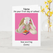 Eerste dag wenskaart konijnenboek kaart (Gele Bloem)