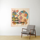 Eerste dalende bladeren en moderne bloemen illustr wandkleed (In Situ (horizontaal))