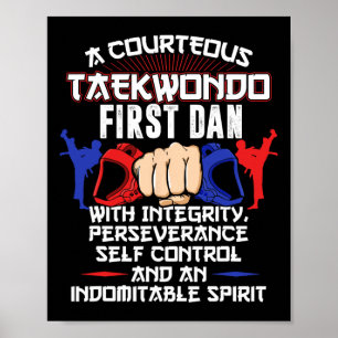 Eerste Dan Taekwondo Gift 5 Tenets Oath Belt Level Poster