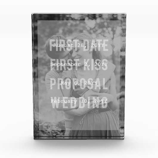 Eerste date Eerste kus Aanzoek Trouwdata Fotoblokken (Voorkant)