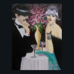 EERSTE DATUM, ART DECO POSTER<br><div class="desc">Oorspronkelijk acryl deco koppel schilderen... ..Een stel op een eerste datum, intrigerend en mysterieus. De instelling is een romantische tafel met een grote vaas van rozen, lage lichten en een tafel die van de overvolle atmosfeer is weggeknipt, vertelt een verhaal. Een geweldig schilderij dat een geweldig gespreksstuk kan zijn en...</div>