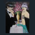 EERSTE DATUM, ART DECO POSTER<br><div class="desc">Oorspronkelijk acryl deco koppel schilderen... ..Een stel op een eerste datum, intrigerend en mysterieus. De instelling is een romantische tafel met een grote vaas van rozen, lage lichten en een tafel die van de overvolle atmosfeer is weggeknipt, vertelt een verhaal. Een geweldig schilderij dat een geweldig gespreksstuk kan zijn en...</div>