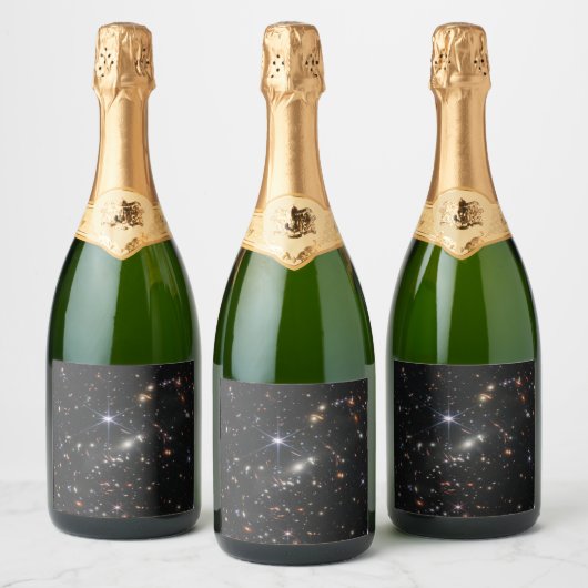 Eerste Deep Field of Universe van James Webb Sparkling Wijnetiket (Flessen)