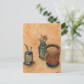 Eerste ding in de ochtendcricketDiane Coffee Art Briefkaart (Staand voorkant)