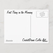 Eerste ding in de ochtendcricketDiane Coffee Art Briefkaart (Achterkant)