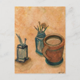 Eerste ding in de ochtendcricketDiane Coffee Art Briefkaart