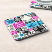 Eerste dingen eerste theepauze! Grappig Magenta & Bier Onderzetter (Linkerzijde)