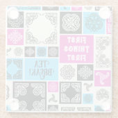 Eerste dingen eerste theepauze! Grappig Magenta &  Glazen Onderzetter (Achterkant)