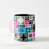 Eerste dingen eerste theepauze! Grappig Magenta & Tweekleurige Koffiemok (Voorkant links)