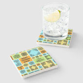 Eerste dingen eerste theepauze! Grappig Sinaasappe Stenen Onderzetter (Zijkant)