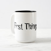 Eerste dingen. tweekleurige koffiemok (Voorkant links)